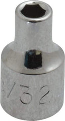 Proto - 5/32", 1/4" Drive, Standard Hand Socket - 6 Point, 7/8" OAL, Chrome Vanadium, Chrome Finish - Makers Industrial Supply