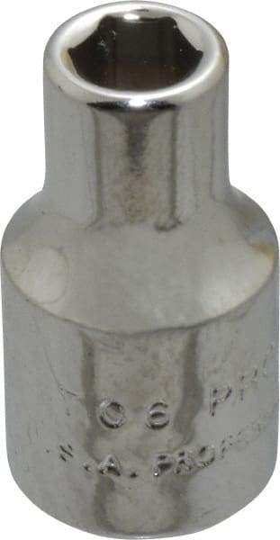 Proto - 3/16", 1/4" Drive, Standard Hand Socket - 6 Points, 7/8" OAL, Chrome Finish - Makers Industrial Supply