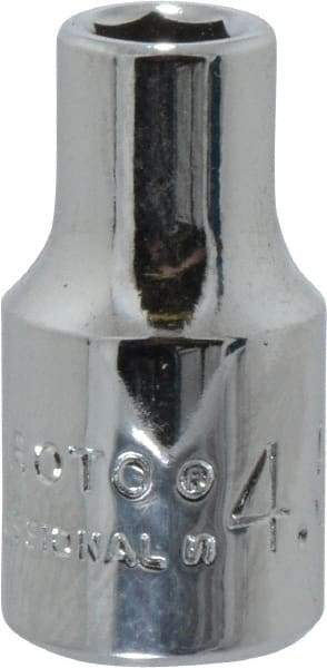 Proto - 1/4" Drive, Standard Hand Socket - 6 Points, 7/8" OAL, Chrome Finish - Makers Industrial Supply