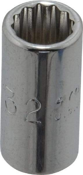 Proto - 9/32", 1/4" Drive, Standard Hand Socket - 12 Points, 7/8" OAL, Chrome Finish - Makers Industrial Supply