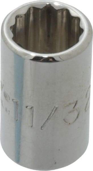 Proto - 11/32", 1/4" Drive, Standard Hand Socket - 12 Points, 7/8" OAL, Chrome Finish - Makers Industrial Supply