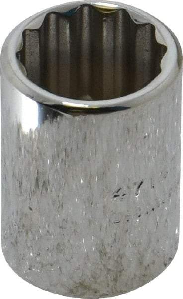 Proto - 7/16", 1/4" Drive, Standard Hand Socket - 12 Points, 7/8" OAL, Chrome Finish - Makers Industrial Supply