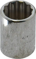 Proto - 7/16", 1/4" Drive, Standard Hand Socket - 12 Points, 7/8" OAL, Chrome Finish - Makers Industrial Supply