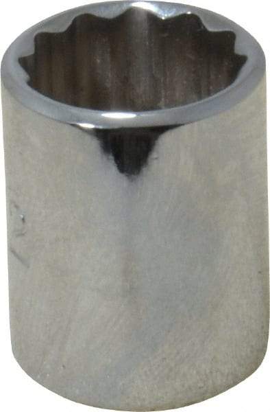 Proto - 1/2", 1/4" Drive, Standard Hand Socket - 12 Points, 7/8" OAL, Chrome Finish - Makers Industrial Supply