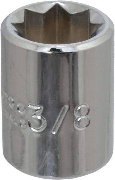 Proto - 3/8", 1/4" Drive, Standard Hand Socket - 8 Points, 7/8" OAL, Chrome Finish - Makers Industrial Supply