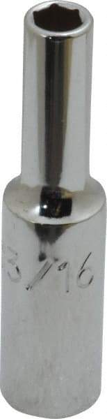 Proto - 3/16", 1/4" Drive, Deep Hand Socket - 6 Points, 2" OAL, Chrome Finish - Makers Industrial Supply