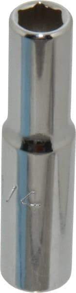 Proto - 1/4", 1/4" Drive, Deep Hand Socket - 6 Points, 2" OAL, Chrome Finish - Makers Industrial Supply