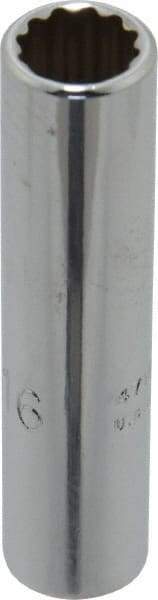 Proto - 5/16", 1/4" Drive, Deep Hand Socket - 12 Points, 2" OAL, Chrome Finish - Makers Industrial Supply