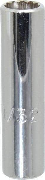 Proto - 11/32", 1/4" Drive, Deep Hand Socket - 12 Points, 2" OAL, Chrome Finish - Makers Industrial Supply