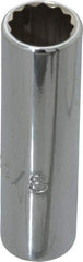 Proto - 3/8", 1/4" Drive, Deep Hand Socket - 12 Points, 2" OAL, Chrome Finish - Makers Industrial Supply