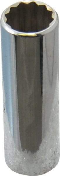 Proto - 7/16", 1/4" Drive, Deep Hand Socket - 12 Points, 2" OAL, Chrome Finish - Makers Industrial Supply