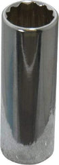 Proto - 1/2", 1/4" Drive, Deep Hand Socket - 12 Points, 2" OAL, Chrome Finish - Makers Industrial Supply