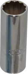 Proto - 9/16", 1/4" Drive, Deep Hand Socket - 12 Points, 2" OAL, Chrome Finish - Makers Industrial Supply