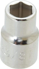 Proto - 3/8", 3/8" Drive, Standard Hand Socket - 6 Points, 1-3/32" OAL, Chrome Finish - Makers Industrial Supply