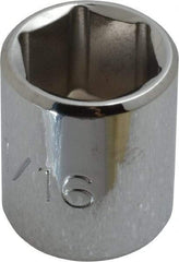 Proto - 11/16", 3/8" Drive, Standard Hand Socket - 6 Points, 1-1/8" OAL, Chrome Finish - Makers Industrial Supply