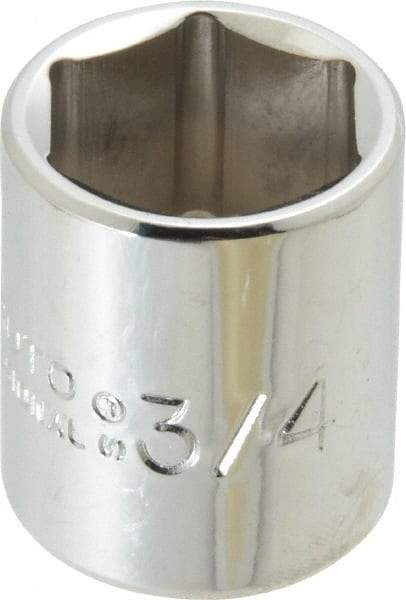 Proto - 3/4", 3/8" Drive, Standard Hand Socket - 6 Points, 1-3/16" OAL, Chrome Finish - Makers Industrial Supply