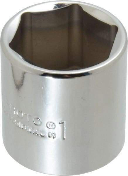 Proto - 1", 3/8" Drive, Standard Hand Socket - 6 Points, 1-3/8" OAL, Chrome Finish - Makers Industrial Supply