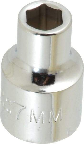 Proto - 3/8" Drive, Standard Hand Socket - 6 Points, 1-3/32" OAL, Chrome Finish - Makers Industrial Supply