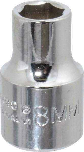 Proto - 3/8" Drive, Standard Hand Socket - 12 Points, 2-1/8" OAL, Chrome Finish - Makers Industrial Supply