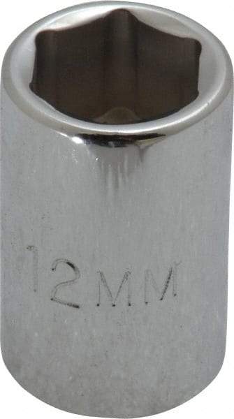 Proto - 3/8" Drive, Standard Hand Socket - 6 Points, 1-1/8" OAL, Chrome Finish - Makers Industrial Supply