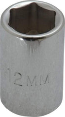 Proto - 3/8" Drive, Standard Hand Socket - 6 Points, 1-1/8" OAL, Chrome Finish - Makers Industrial Supply