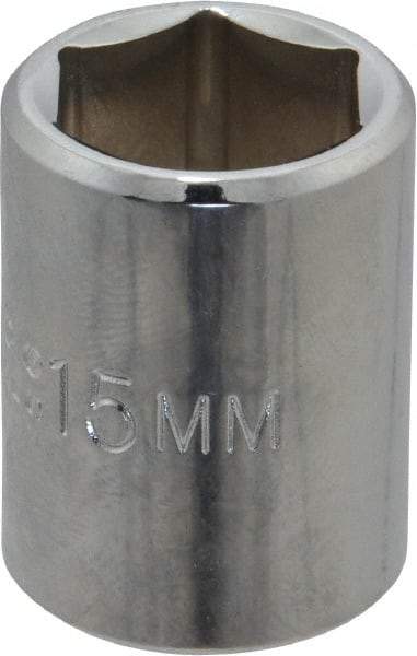 Proto - 3/8" Drive, Standard Hand Socket - 6 Points, 1-1/8" OAL, Chrome Finish - Makers Industrial Supply