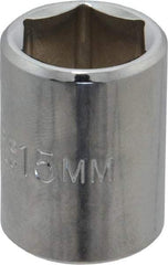 Proto - 3/8" Drive, Standard Hand Socket - 6 Points, 1-1/8" OAL, Chrome Finish - Makers Industrial Supply