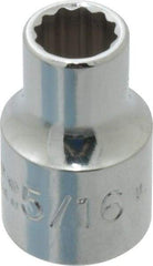 Proto - 5/16", 3/8" Drive, Standard Hand Socket - 12 Points, 1-3/32" OAL, Chrome Finish - Makers Industrial Supply