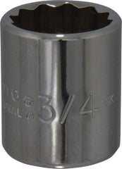 Proto - 3/4", 3/8" Drive, Standard Hand Socket - 12 Points, 1-3/16" OAL, Chrome Finish - Makers Industrial Supply