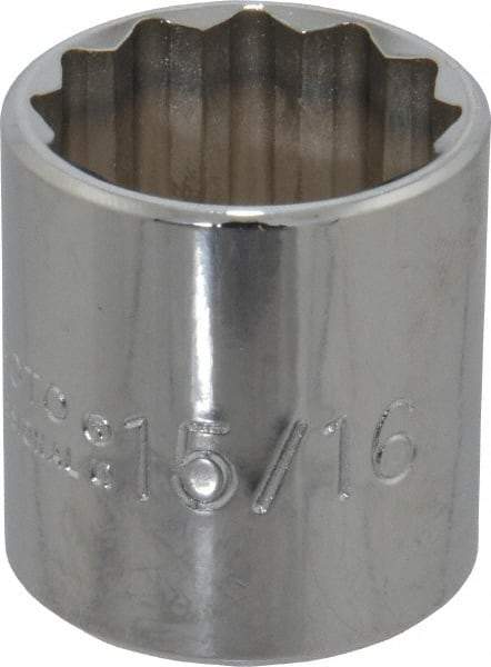 Proto - 15/16", 3/8" Drive, Standard Hand Socket - 12 Points, 1-5/16" OAL, Chrome Finish - Makers Industrial Supply