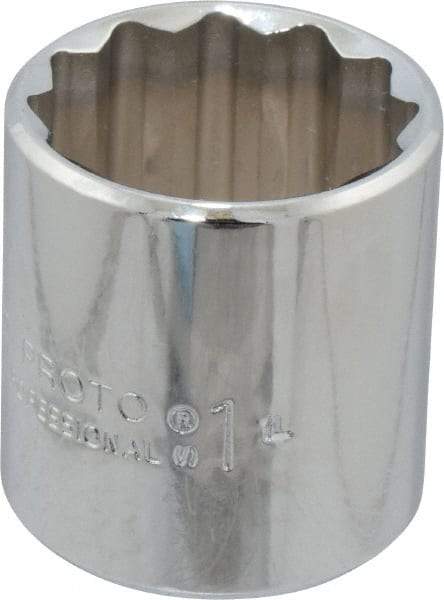 Proto - 1", 3/8" Drive, Standard Hand Socket - 12 Points, 1-3/8" OAL, Chrome Finish - Makers Industrial Supply