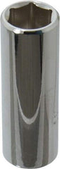 Proto - 1/2", 3/8" Drive, Deep Hand Socket - 6 Points, 2-1/8" OAL, Chrome Finish - Makers Industrial Supply