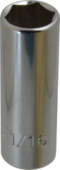 Proto - 11/16", 3/8" Drive, Deep Hand Socket - 6 Points, 2-3/4" OAL, Chrome Finish - Makers Industrial Supply