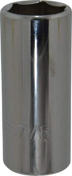 Proto - 7/8", 3/8" Drive, Deep Hand Socket - 6 Points, 2-3/4" OAL, Chrome Finish - Makers Industrial Supply