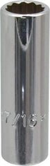 Proto - 7/16", 3/8" Drive, Deep Hand Socket - 12 Points, 2-1/8" OAL, Chrome Finish - Makers Industrial Supply