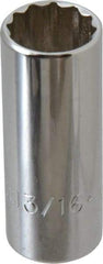 Proto - 13/16", 3/8" Drive, Deep Hand Socket - 12 Points, 2-3/4" OAL, Chrome Finish - Makers Industrial Supply