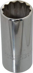 Proto - 15/16", 3/8" Drive, Deep Hand Socket - 12 Points, 2-3/4" OAL, Chrome Finish - Makers Industrial Supply