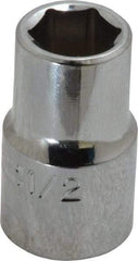 Proto - 1/2", 1/2" Drive, Standard Hand Socket - 6 Points, 1-31/64" OAL, Chrome Finish - Makers Industrial Supply