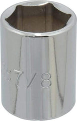 Proto - 7/8", 1/2" Drive, Standard Hand Socket - 6 Points, 1-9/16" OAL, Chrome Finish - Makers Industrial Supply