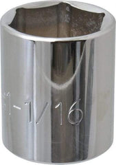 Proto - 1-1/16", 1/2" Drive, Standard Hand Socket - 6 Points, 1-41/64" OAL, Chrome Finish - Makers Industrial Supply