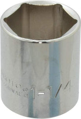 Proto - 1-1/4", 1/2" Drive, Standard Hand Socket - 6 Points, 1-55/64" OAL, Chrome Finish - Makers Industrial Supply