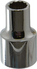 Proto - 3/8", 1/2" Drive, Standard Hand Socket - 12 Points, 1-31/64" OAL, Chrome Finish - Makers Industrial Supply