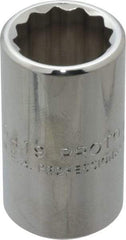 Proto - 19/32", 1/2" Drive, Standard Hand Socket - 12 Points, 1-1/2" OAL, Chrome Finish - Makers Industrial Supply