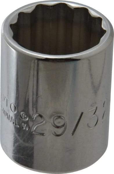 Proto - 29/32", 1/2" Drive, Standard Hand Socket - 12 Points, 1-9/16" OAL, Chrome Finish - Makers Industrial Supply