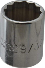 Proto - 29/32", 1/2" Drive, Standard Hand Socket - 12 Points, 1-9/16" OAL, Chrome Finish - Makers Industrial Supply