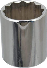 Proto - 1", 1/2" Drive, Standard Hand Socket - 12 Points, 1-9/16" OAL, Chrome Finish - Makers Industrial Supply