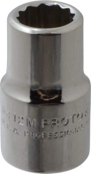 Proto - 1/2" Drive, Standard Hand Socket - 12 Points, 1-1/2" OAL, Chrome Vanadium, Chrome Finish - Makers Industrial Supply