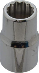 Proto - 1/2" Drive, Standard Hand Socket - 12 Points, 1-1/2" OAL, Chrome Finish - Makers Industrial Supply