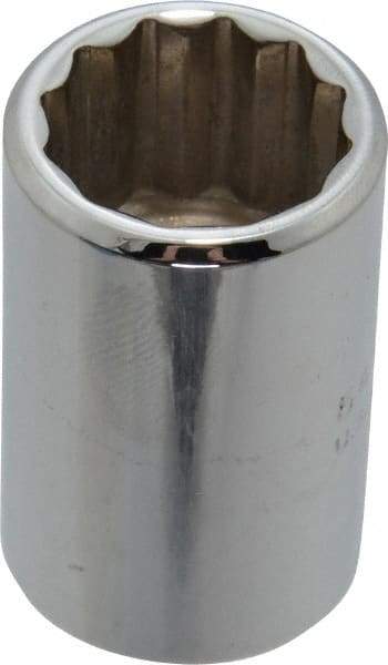 Proto - 1/2" Drive, Standard Hand Socket - 12 Points, 1-1/2" OAL, Chrome Finish - Makers Industrial Supply