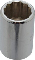 Proto - 1/2" Drive, Standard Hand Socket - 12 Points, 1-1/2" OAL, Chrome Finish - Makers Industrial Supply